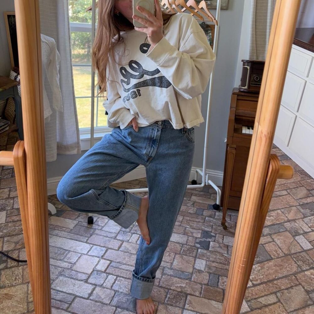 Levi-s Women's Blue and Cream Jeans